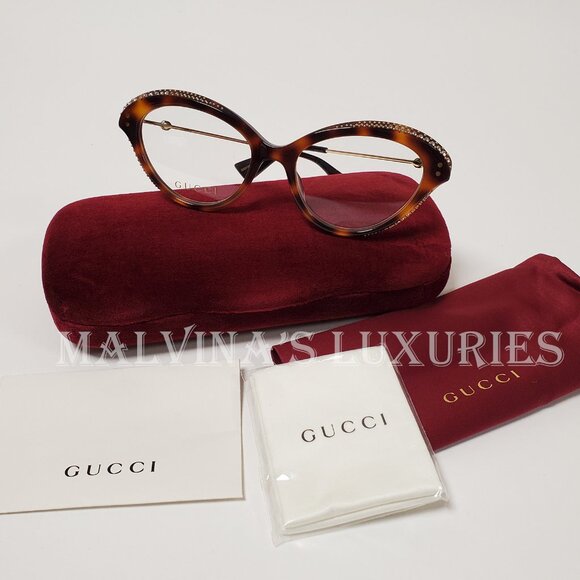 GUCCI GLASSES GG02150 CRYSTAL EMBELLISHED CAT EYE TORTOISESHELL BEE DETAIL - Picture 2 of 14
